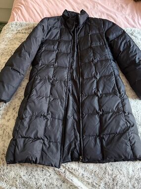 Long Black Down Feather Puff Jacket